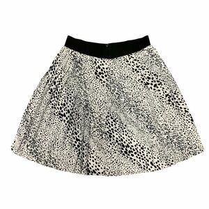 White House Black Market Satin Skater Skirt Women's Size 14 Animal Print Lined
